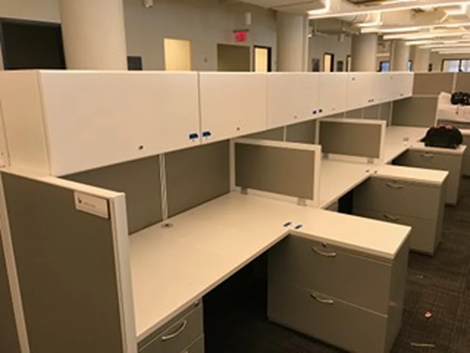 a white cubicles in an office