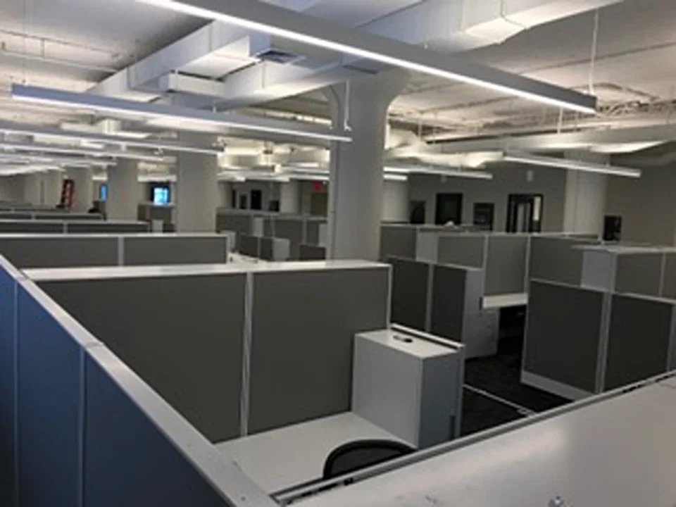 an office cubicles with white walls