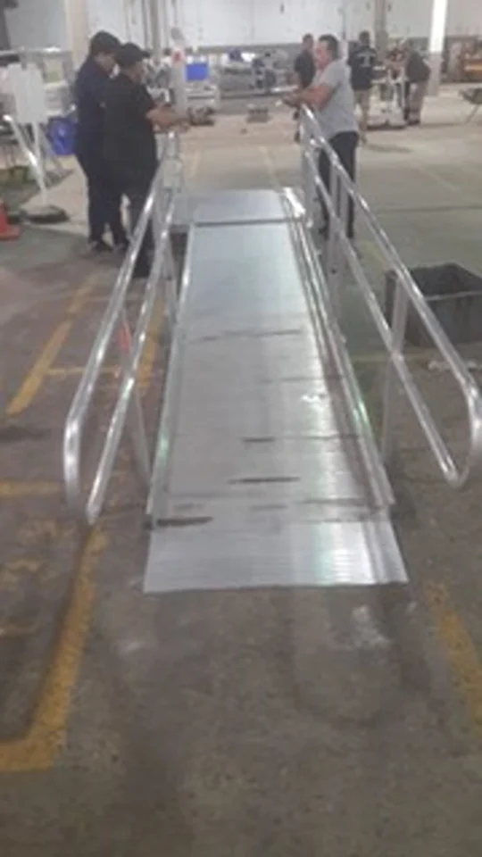 a ramp with a person standing in front of it