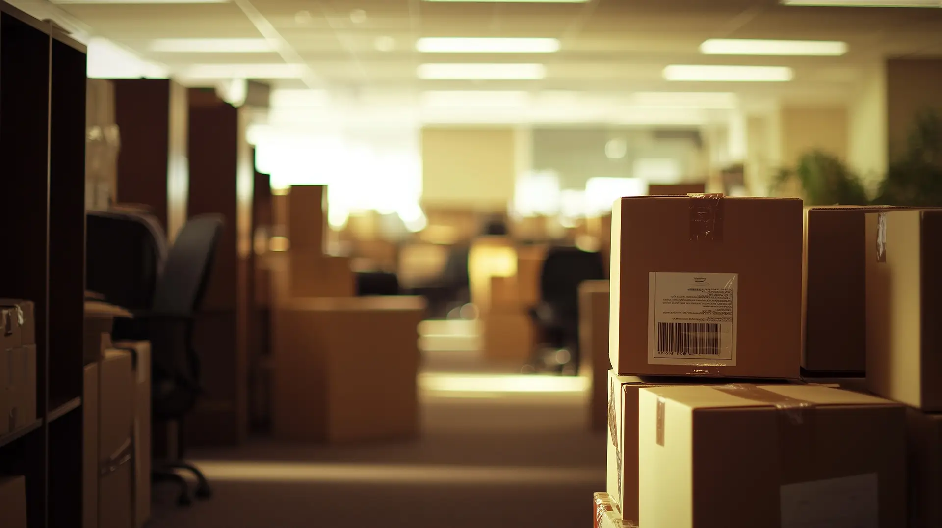 a group of boxes in a warehouse